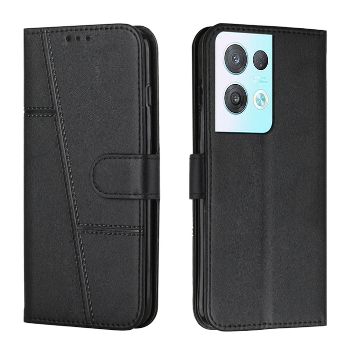Estuche para teléfono de cuero con hebilla de textura de becerro cosido, For OPPO A57 5G/Realme V23/A77 5G, For Realme C30 4G, For OPPO Reno8 5G/Reno8 5G Global, For OPPO Reno8 Pro+ 5G/Reno8 Pro 5G Global, For vivo Y35 4G/Y22s/Y22, For Xiaomi Redmi A1 ...