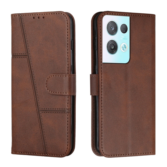 Estuche para teléfono de cuero con hebilla de textura de becerro cosido, For OPPO A57 5G/Realme V23/A77 5G, For Realme C30 4G, For OPPO Reno8 5G/Reno8 5G Global, For OPPO Reno8 Pro+ 5G/Reno8 Pro 5G Global, For vivo Y35 4G/Y22s/Y22, For Xiaomi Redmi A1 ...