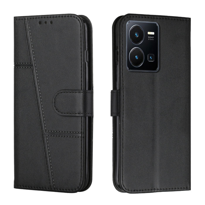 Estuche para teléfono de cuero con hebilla de textura de becerro cosido, For OPPO A57 5G/Realme V23/A77 5G, For Realme C30 4G, For OPPO Reno8 5G/Reno8 5G Global, For OPPO Reno8 Pro+ 5G/Reno8 Pro 5G Global, For vivo Y35 4G/Y22s/Y22, For Xiaomi Redmi A1 ...