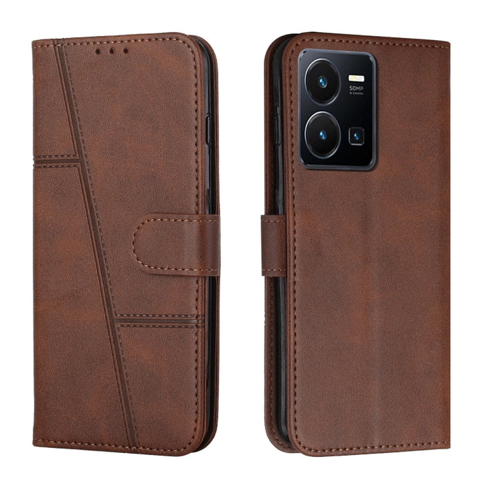 Estuche para teléfono de cuero con hebilla de textura de becerro cosido, For OPPO A57 5G/Realme V23/A77 5G, For Realme C30 4G, For OPPO Reno8 5G/Reno8 5G Global, For OPPO Reno8 Pro+ 5G/Reno8 Pro 5G Global, For vivo Y35 4G/Y22s/Y22, For Xiaomi Redmi A1 ...