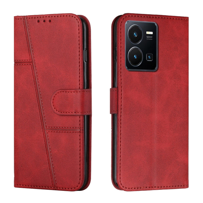 Estuche para teléfono de cuero con hebilla de textura de becerro cosido, For OPPO A57 5G/Realme V23/A77 5G, For Realme C30 4G, For OPPO Reno8 5G/Reno8 5G Global, For OPPO Reno8 Pro+ 5G/Reno8 Pro 5G Global, For vivo Y35 4G/Y22s/Y22, For Xiaomi Redmi A1 ...
