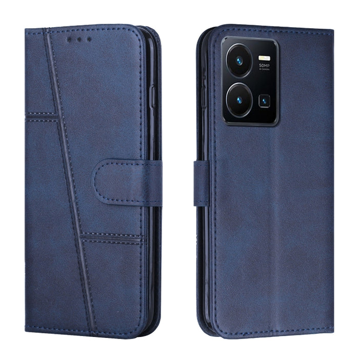 Estuche para teléfono de cuero con hebilla de textura de becerro cosido, For OPPO A57 5G/Realme V23/A77 5G, For Realme C30 4G, For OPPO Reno8 5G/Reno8 5G Global, For OPPO Reno8 Pro+ 5G/Reno8 Pro 5G Global, For vivo Y35 4G/Y22s/Y22, For Xiaomi Redmi A1 ...