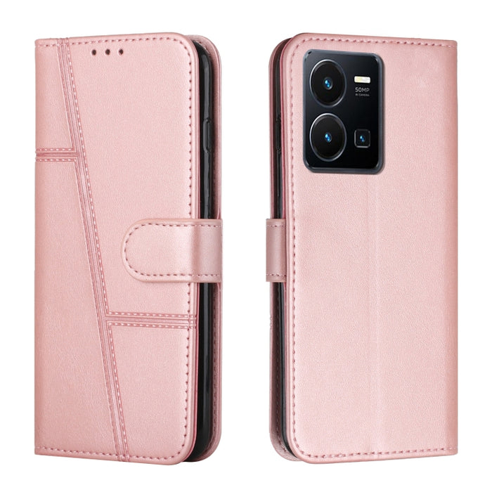 Estuche para teléfono de cuero con hebilla de textura de becerro cosido, For OPPO A57 5G/Realme V23/A77 5G, For Realme C30 4G, For OPPO Reno8 5G/Reno8 5G Global, For OPPO Reno8 Pro+ 5G/Reno8 Pro 5G Global, For vivo Y35 4G/Y22s/Y22, For Xiaomi Redmi A1 ...