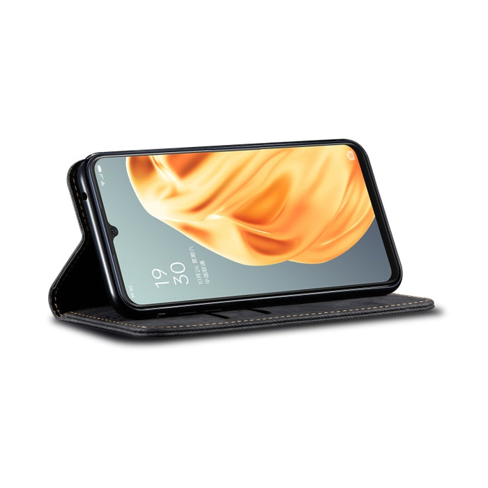 Estuche de cuero con tapa horizontal de estilo casual de textura de mezclilla con soporte y ranuras para tarjetas y billetera, For OPPO A8 / A31 (2020), For OPPO A91 / F15 / Reno 3, For OPPO Find X2, For OPPO Find X2 Pro, For OPPO Realme X50           ...