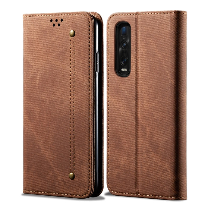 Estuche de cuero con tapa horizontal de estilo casual de textura de mezclilla con soporte y ranuras para tarjetas y billetera, For OPPO A8 / A31 (2020), For OPPO A91 / F15 / Reno 3, For OPPO Find X2, For OPPO Find X2 Pro, For OPPO Realme X50           ...