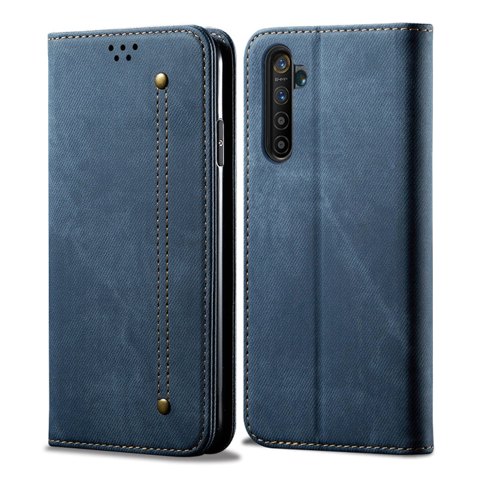 Estuche de cuero con tapa horizontal de estilo casual de textura de mezclilla con soporte y ranuras para tarjetas y billetera, For OPPO A8 / A31 (2020), For OPPO A91 / F15 / Reno 3, For OPPO Find X2, For OPPO Find X2 Pro, For OPPO Realme X50           ...