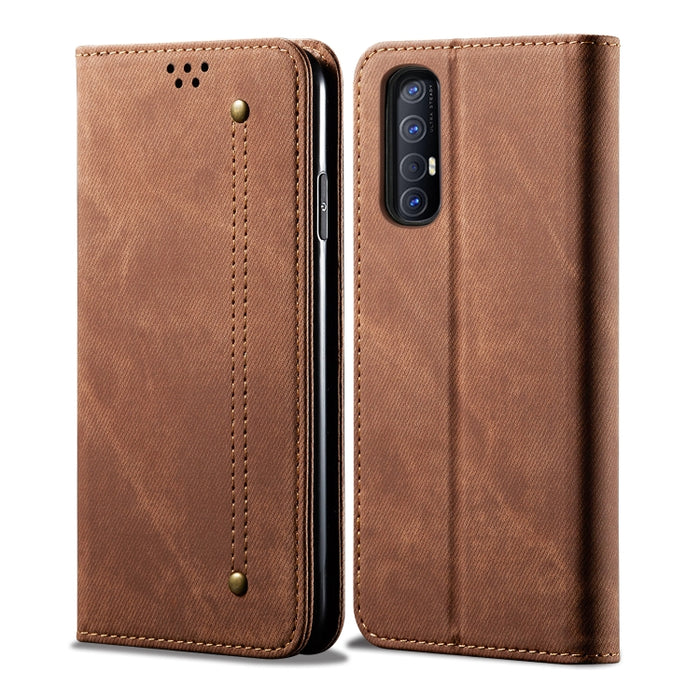 Estuche de cuero con tapa horizontal de estilo casual de textura de mezclilla con soporte y ranuras para tarjetas y billetera, For OPPO A8 / A31 (2020), For OPPO A91 / F15 / Reno 3, For OPPO Find X2, For OPPO Find X2 Pro, For OPPO Realme X50           ...