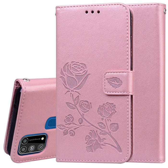 Estuche de cuero de PU con tapa horizontal en relieve rosa con soporte y ranuras para tarjetas y billetera, For Xiaomi Redmi Note 9 Pro, For Huawei P40, For Huawei P40 Lite, For Huawei P40 Pro, For Galaxy M31, For Galaxy A01