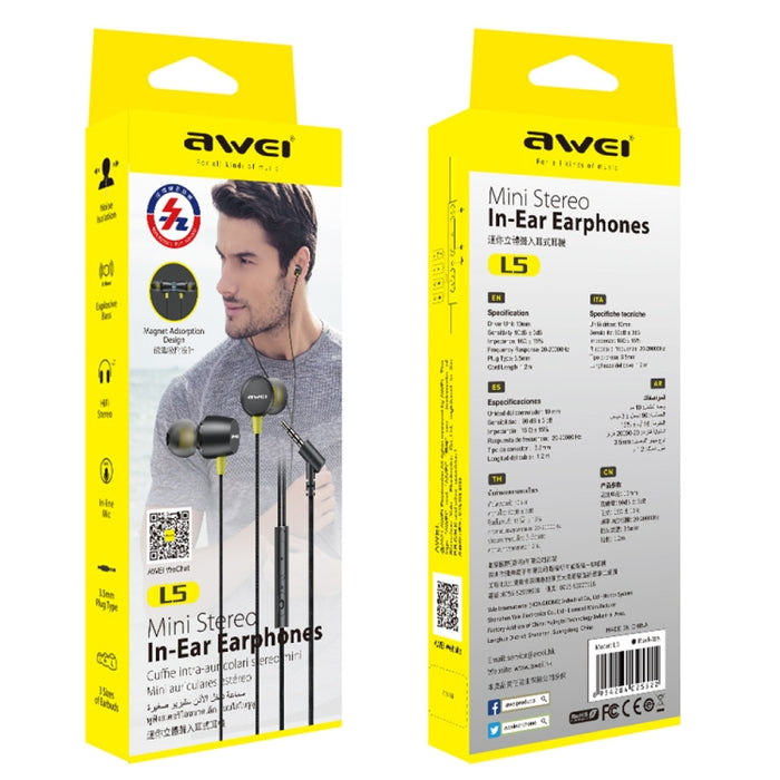Awei L5 Mini auriculares internos estéreo de 1,2 m
