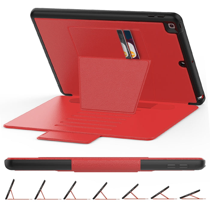 Estuche protector de cuero multifuncional para Tablet PC con soporte y ranuras para tarjetas y ranura para bolígrafo y función de activación/reposo