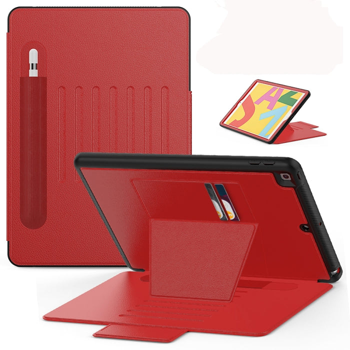 Estuche protector de cuero multifuncional para Tablet PC con soporte y ranuras para tarjetas y ranura para bolígrafo y función de activación/reposo