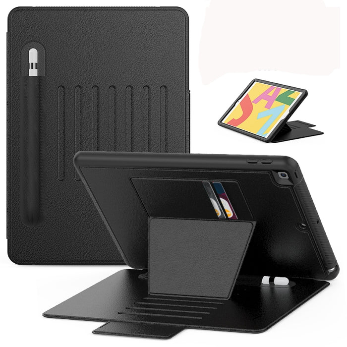 Estuche protector de cuero multifuncional para Tablet PC con soporte y ranuras para tarjetas y ranura para bolígrafo y función de activación/reposo