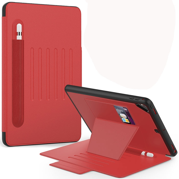 Estuche protector de cuero multifuncional para Tablet PC con soporte y ranuras para tarjetas y ranura para bolígrafo y función de activación/reposo