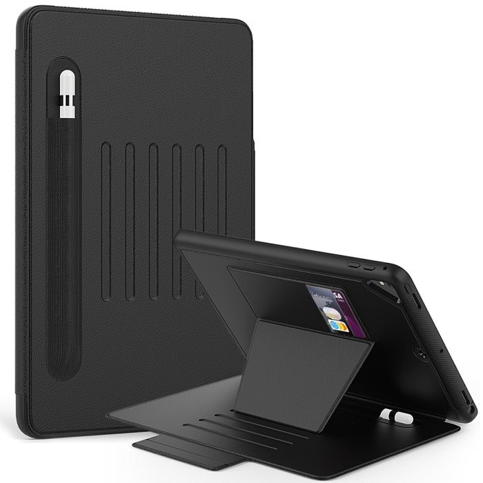 Estuche protector de cuero multifuncional para Tablet PC con soporte y ranuras para tarjetas y ranura para bolígrafo y función de activación/reposo