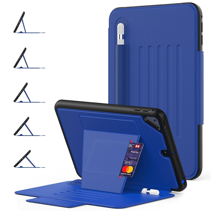 Estuche protector de cuero multifuncional para Tablet PC con soporte y ranuras para tarjetas y ranura para bolígrafo y función de activación/reposo