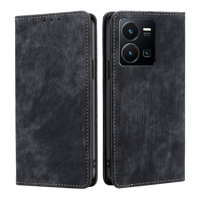 Estuche para teléfono de cuero magnético con cepillo antirrobo RFID, For vivo Y35 4G / Y22 / Y22s, For Xiaomi Redmi A1, For Nokia G400, For Sharp Aquos Sense7