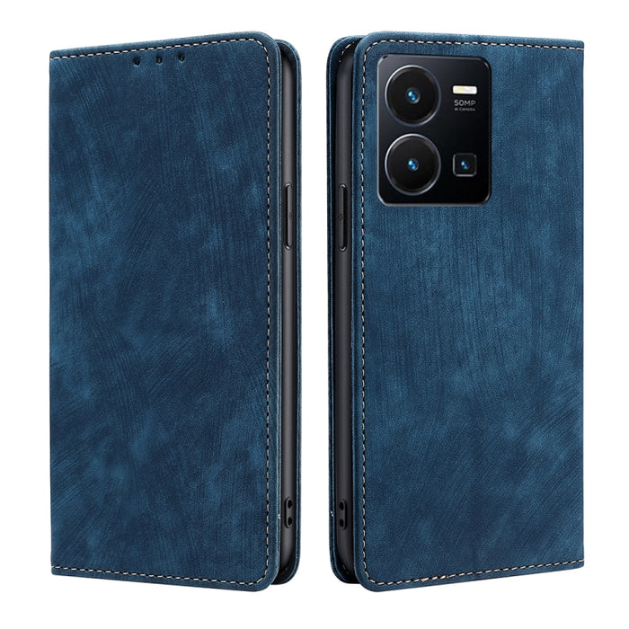 Estuche para teléfono de cuero magnético con cepillo antirrobo RFID, For vivo Y35 4G / Y22 / Y22s, For Xiaomi Redmi A1, For Nokia G400, For Sharp Aquos Sense7