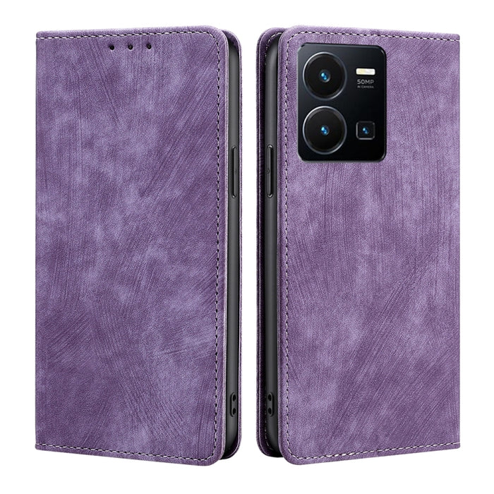Estuche para teléfono de cuero magnético con cepillo antirrobo RFID, For vivo Y35 4G / Y22 / Y22s, For Xiaomi Redmi A1, For Nokia G400, For Sharp Aquos Sense7