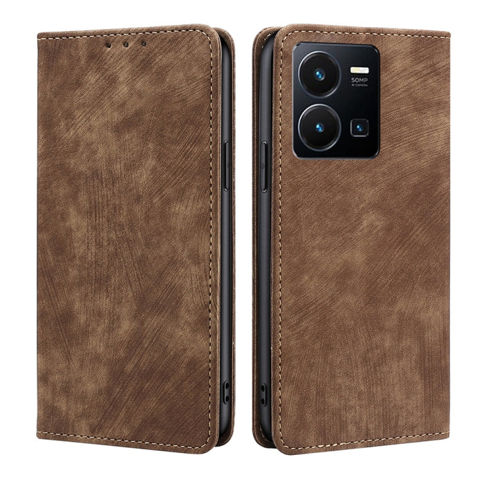 Estuche para teléfono de cuero magnético con cepillo antirrobo RFID, For vivo Y35 4G / Y22 / Y22s, For Xiaomi Redmi A1, For Nokia G400, For Sharp Aquos Sense7