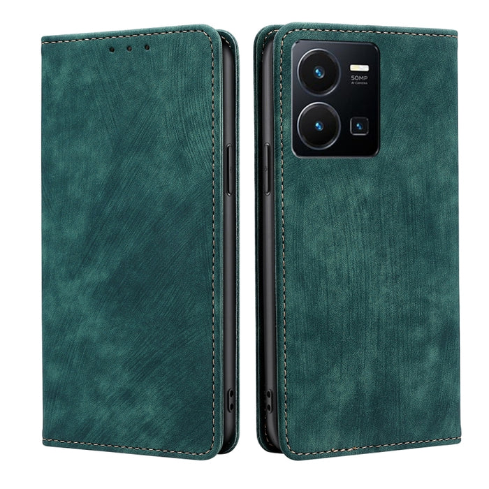 Estuche para teléfono de cuero magnético con cepillo antirrobo RFID, For vivo Y35 4G / Y22 / Y22s, For Xiaomi Redmi A1, For Nokia G400, For Sharp Aquos Sense7