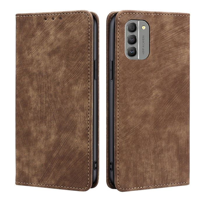 Estuche para teléfono de cuero magnético con cepillo antirrobo RFID, For vivo Y35 4G / Y22 / Y22s, For Xiaomi Redmi A1, For Nokia G400, For Sharp Aquos Sense7