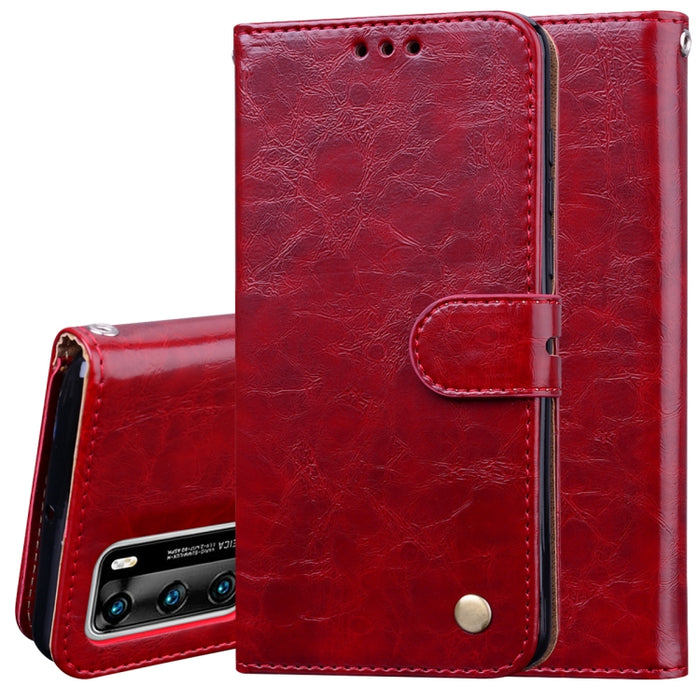 Estuche de cuero con tapa horizontal con textura de cera de aceite de estilo comercial, con soporte y ranuras para tarjetas y billetera, For Xiaomi Redmi Note 9 Pro, For Huawei P40 Lite, For Huawei P40, For Huawei P40 Pro, For Galaxy M31