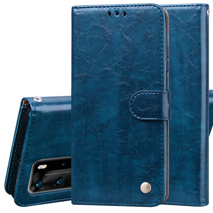 Estuche de cuero con tapa horizontal con textura de cera de aceite de estilo comercial, con soporte y ranuras para tarjetas y billetera, For Xiaomi Redmi Note 9 Pro, For Huawei P40 Lite, For Huawei P40, For Huawei P40 Pro, For Galaxy M31