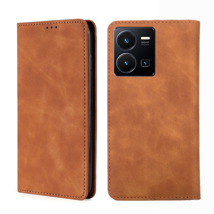 Estuche para teléfono de cuero magnético Skin Feel, For vivo Y35 4G / Y22 / Y22s, For Xiaomi Redmi A1, For Nokia G400, For Sharp Aquos Sense7