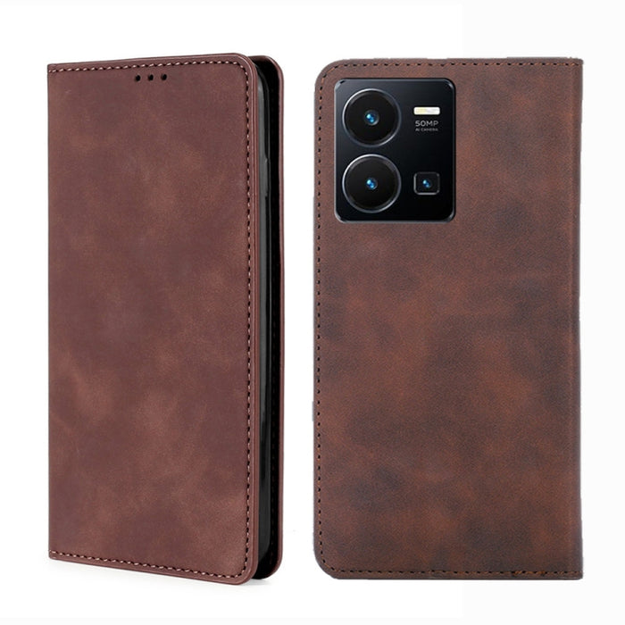Estuche para teléfono de cuero magnético Skin Feel, For vivo Y35 4G / Y22 / Y22s, For Xiaomi Redmi A1, For Nokia G400, For Sharp Aquos Sense7