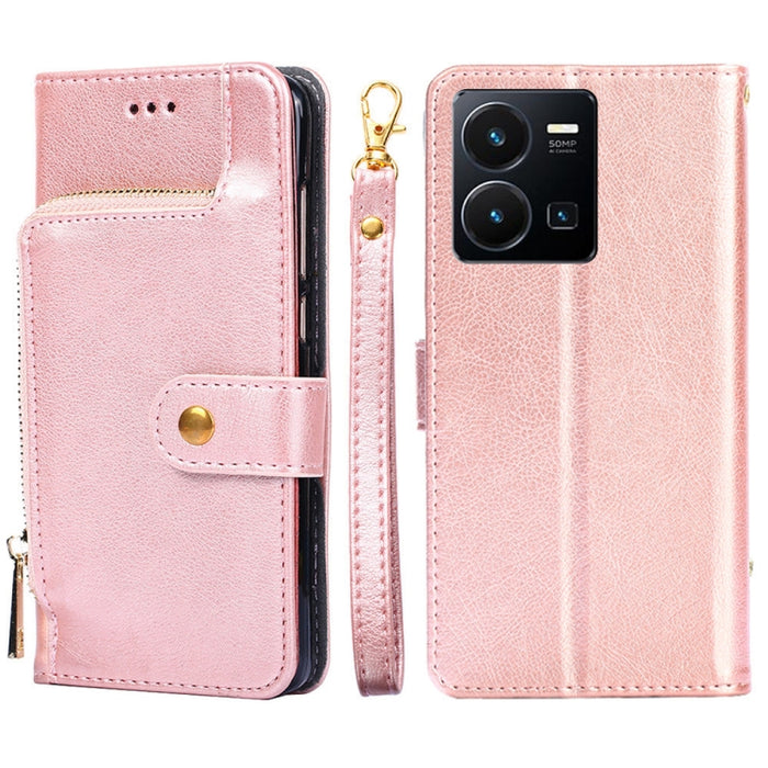 Funda de cuero con cremallera para teléfono, For vivo Y35 4G / Y22 / Y22s, For Xiaomi Redmi A1, For Sharp Aquos Sense7