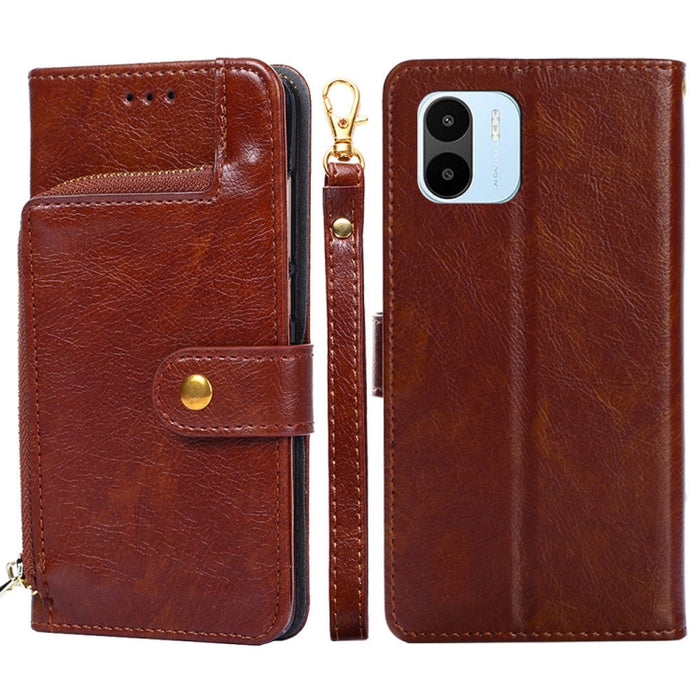 Funda de cuero con cremallera para teléfono, For vivo Y35 4G / Y22 / Y22s, For Xiaomi Redmi A1, For Sharp Aquos Sense7
