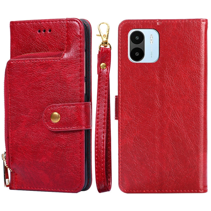 Funda de cuero con cremallera para teléfono, For vivo Y35 4G / Y22 / Y22s, For Xiaomi Redmi A1, For Sharp Aquos Sense7