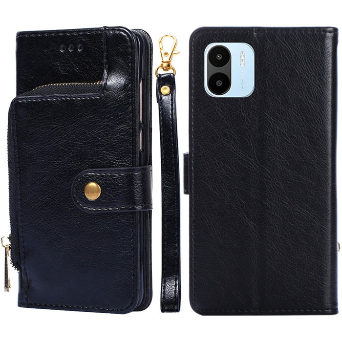 Funda de cuero con cremallera para teléfono, For vivo Y35 4G / Y22 / Y22s, For Xiaomi Redmi A1, For Sharp Aquos Sense7