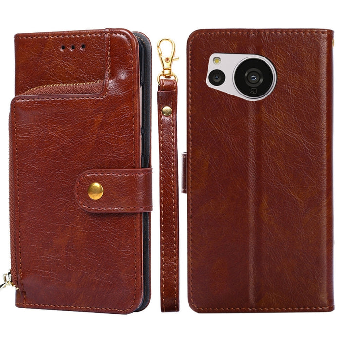 Funda de cuero con cremallera para teléfono, For vivo Y35 4G / Y22 / Y22s, For Xiaomi Redmi A1, For Sharp Aquos Sense7