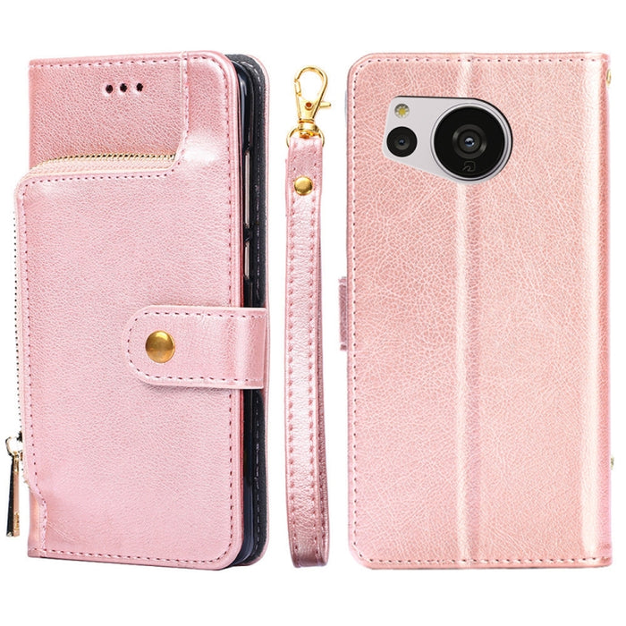 Funda de cuero con cremallera para teléfono, For vivo Y35 4G / Y22 / Y22s, For Xiaomi Redmi A1, For Sharp Aquos Sense7