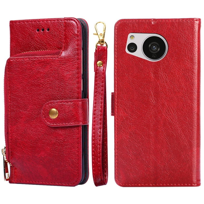 Funda de cuero con cremallera para teléfono, For vivo Y35 4G / Y22 / Y22s, For Xiaomi Redmi A1, For Sharp Aquos Sense7