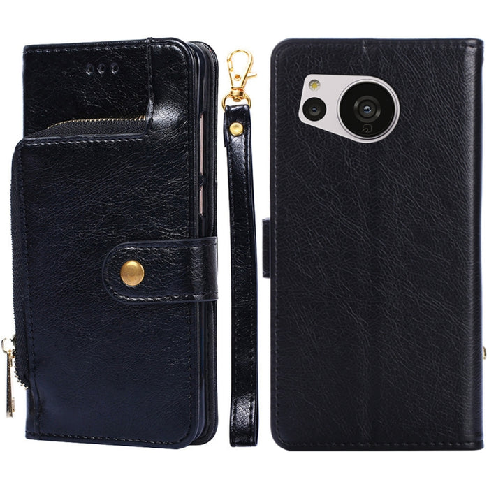 Funda de cuero con cremallera para teléfono, For vivo Y35 4G / Y22 / Y22s, For Xiaomi Redmi A1, For Sharp Aquos Sense7
