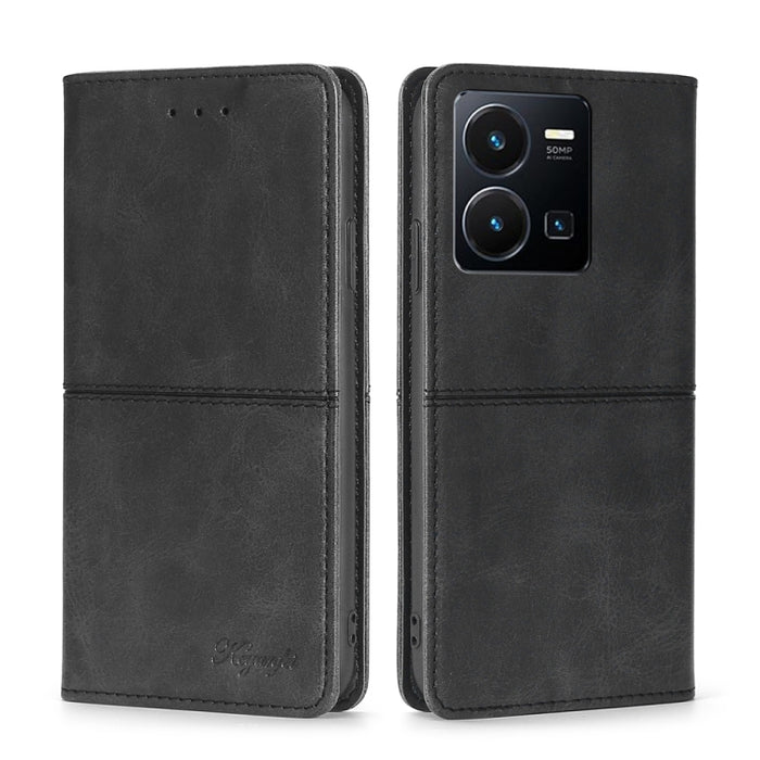 Estuche para teléfono de cuero magnético con textura de vaca, For vivo Y35 4G / Y22 / Y22s, For Xiaomi Redmi A1, For Sharp Aquos Sense7