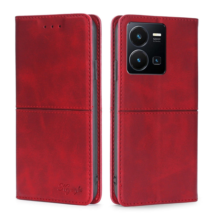 Estuche para teléfono de cuero magnético con textura de vaca, For vivo Y35 4G / Y22 / Y22s, For Xiaomi Redmi A1, For Sharp Aquos Sense7