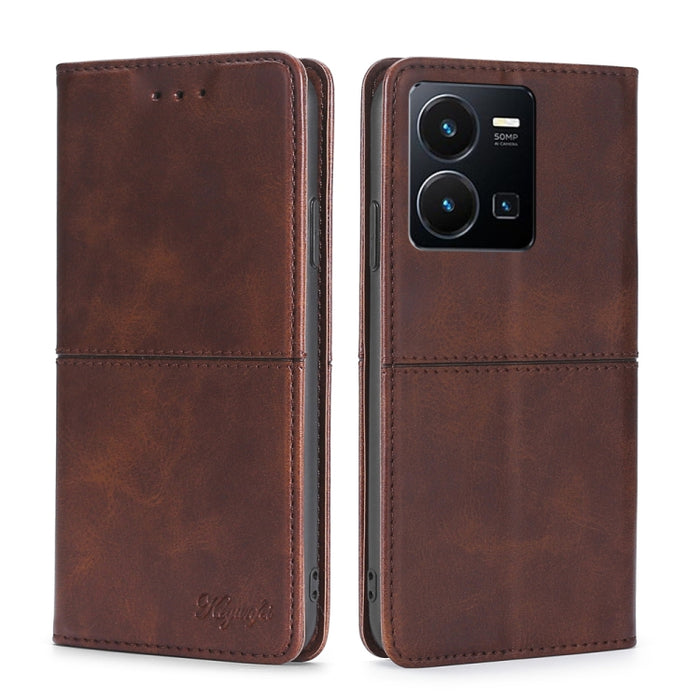 Estuche para teléfono de cuero magnético con textura de vaca, For vivo Y35 4G / Y22 / Y22s, For Xiaomi Redmi A1, For Sharp Aquos Sense7