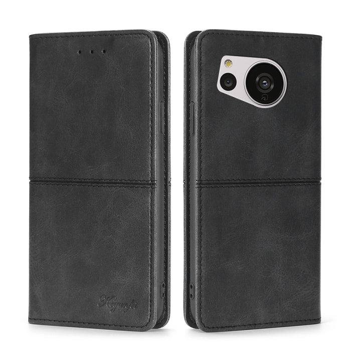 Estuche para teléfono de cuero magnético con textura de vaca, For vivo Y35 4G / Y22 / Y22s, For Xiaomi Redmi A1, For Sharp Aquos Sense7