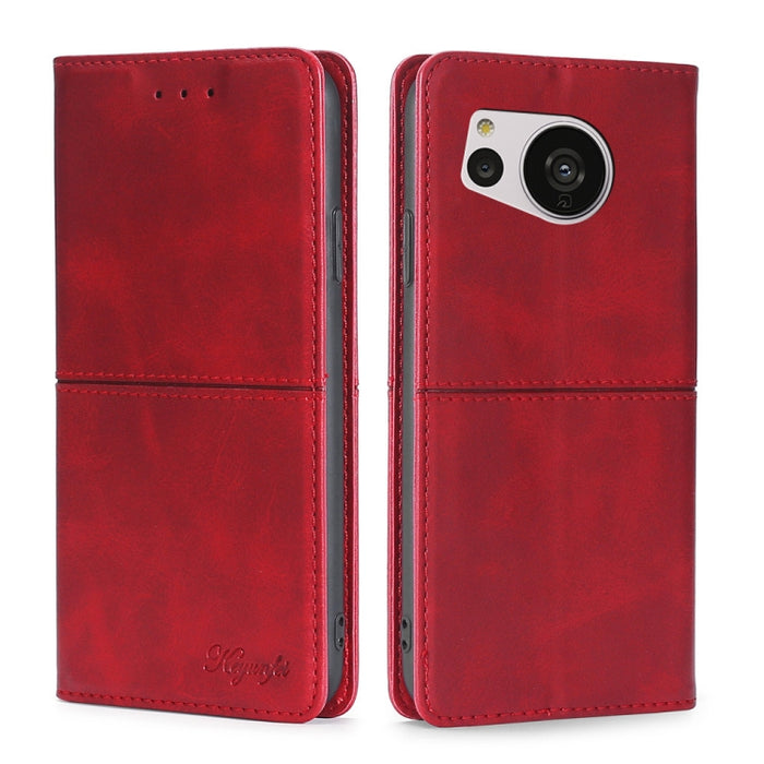 Estuche para teléfono de cuero magnético con textura de vaca, For vivo Y35 4G / Y22 / Y22s, For Xiaomi Redmi A1, For Sharp Aquos Sense7