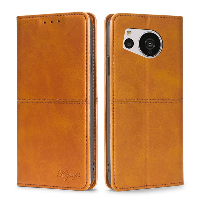 Estuche para teléfono de cuero magnético con textura de vaca, For vivo Y35 4G / Y22 / Y22s, For Xiaomi Redmi A1, For Sharp Aquos Sense7