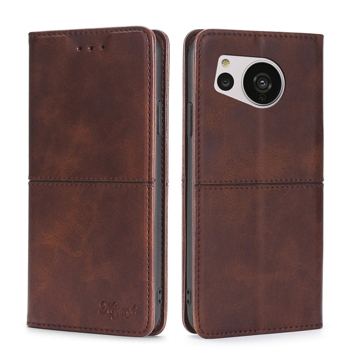Estuche para teléfono de cuero magnético con textura de vaca, For vivo Y35 4G / Y22 / Y22s, For Xiaomi Redmi A1, For Sharp Aquos Sense7