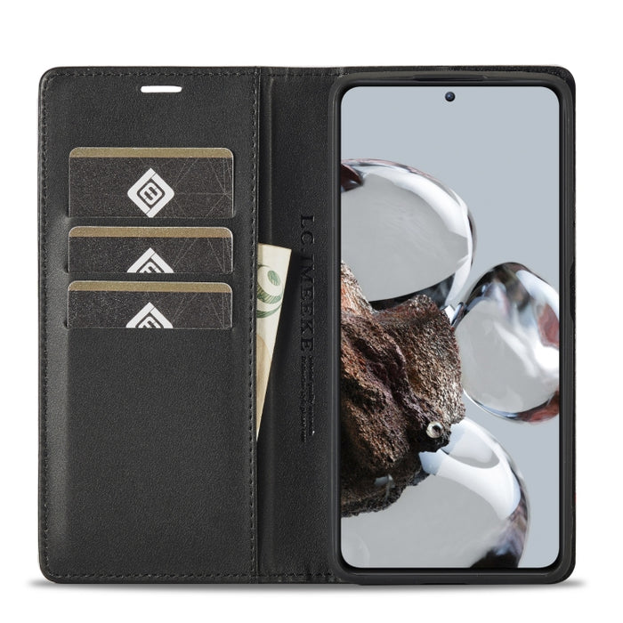LC.IMEEKE Funda de cuero con tapa de textura de fibra de carbono para teléfono, For Xiaomi 12T/12T Pro/Redmi K50 Ultra, For Xiaomi Redmi K50 Ultra