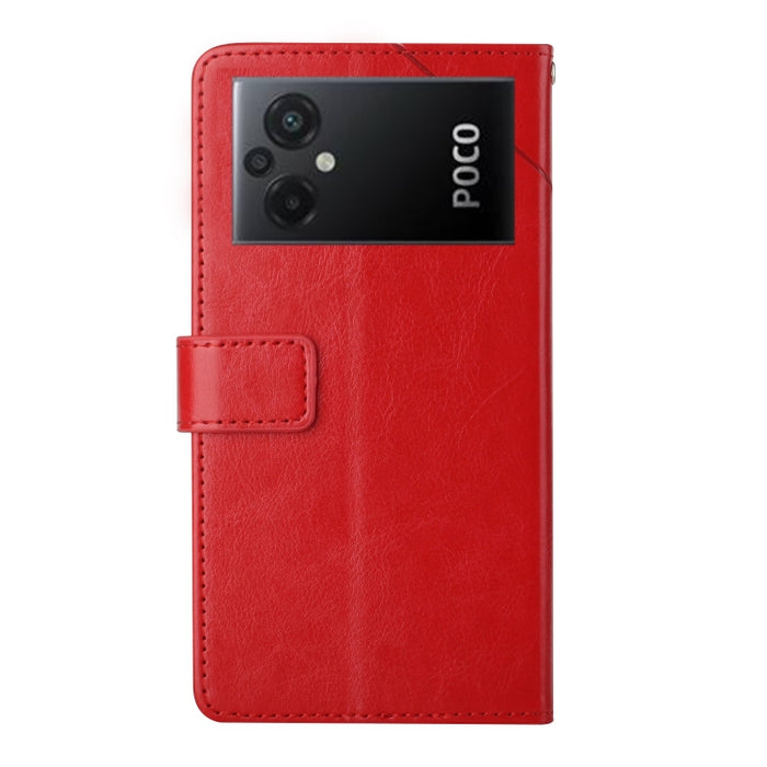 HT01 Estuche para teléfono de cuero con tapa y patrón en forma de Y, For Xiaomi Poco M5 4G/5G/M4 5G, For Xiaomi Poco M5s, For Xiaomi Redmi A1, For Xiaomi Redmi K50 Ultra/12T/12T Pro