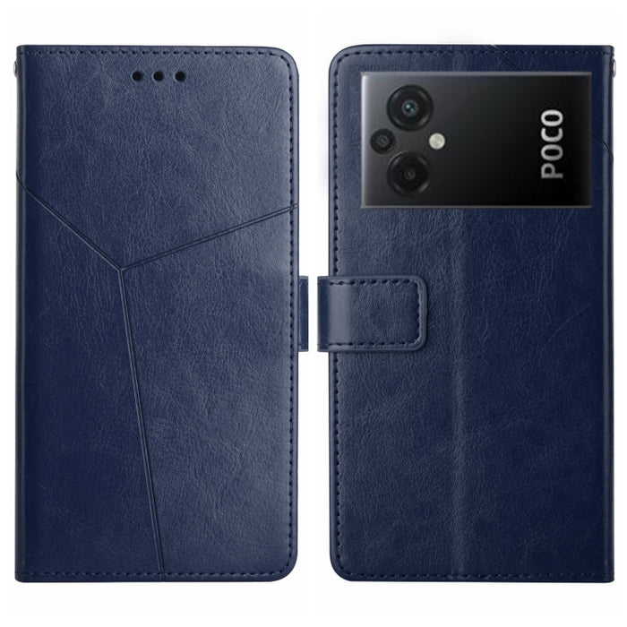 HT01 Estuche para teléfono de cuero con tapa y patrón en forma de Y, For Xiaomi Poco M5 4G/5G/M4 5G, For Xiaomi Poco M5s, For Xiaomi Redmi A1, For Xiaomi Redmi K50 Ultra/12T/12T Pro