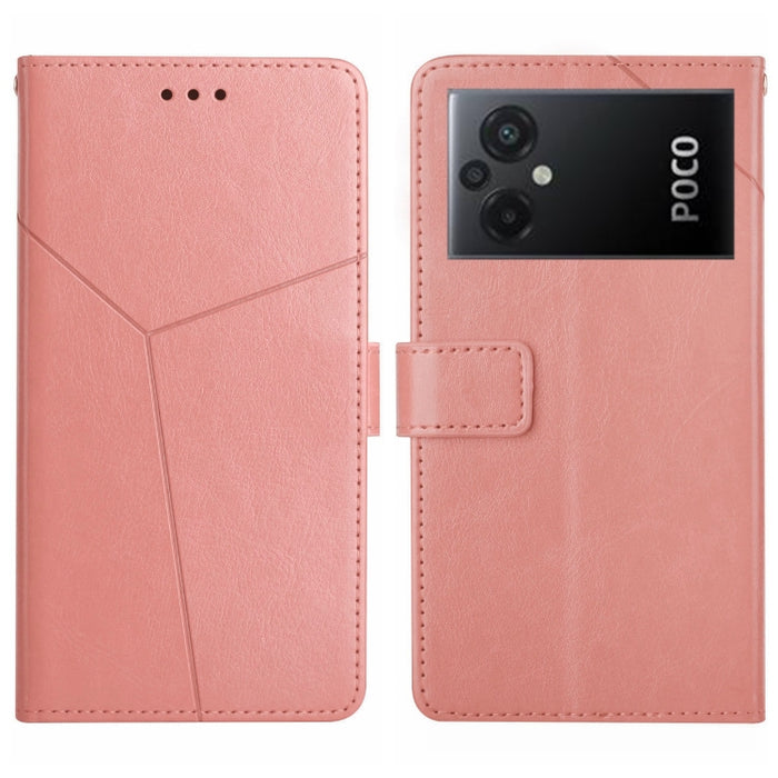 HT01 Estuche para teléfono de cuero con tapa y patrón en forma de Y, For Xiaomi Poco M5 4G/5G/M4 5G, For Xiaomi Poco M5s, For Xiaomi Redmi A1, For Xiaomi Redmi K50 Ultra/12T/12T Pro