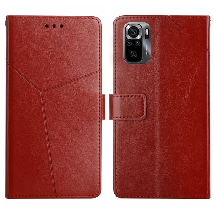 HT01 Estuche para teléfono de cuero con tapa y patrón en forma de Y, For Xiaomi Poco M5 4G/5G/M4 5G, For Xiaomi Poco M5s, For Xiaomi Redmi A1, For Xiaomi Redmi K50 Ultra/12T/12T Pro
