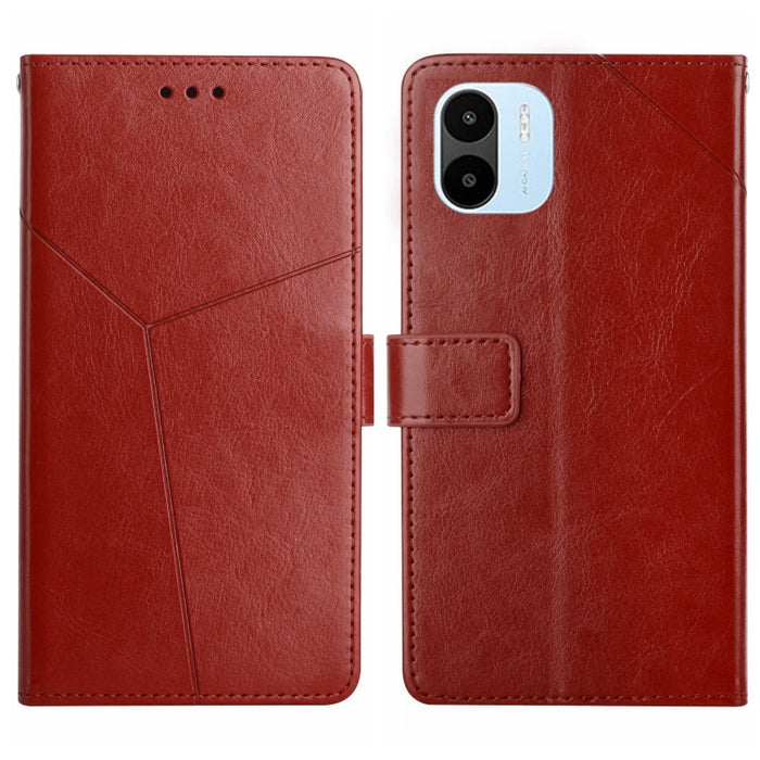 HT01 Estuche para teléfono de cuero con tapa y patrón en forma de Y, For Xiaomi Poco M5 4G/5G/M4 5G, For Xiaomi Poco M5s, For Xiaomi Redmi A1, For Xiaomi Redmi K50 Ultra/12T/12T Pro